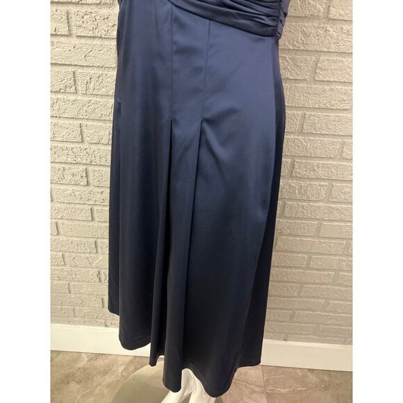 Calvin Klein Women Navy Crisscross Pleated V Neck Semi-Formal Dress Size 8 - Picture 7 of 11